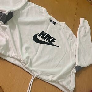 Nike White and Gray Cropped Top